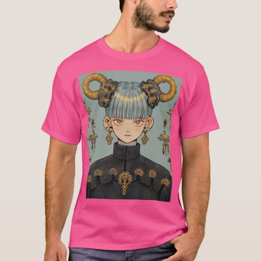 Steampunk Fantasy Anime Girl T-shirt (Voorkant)