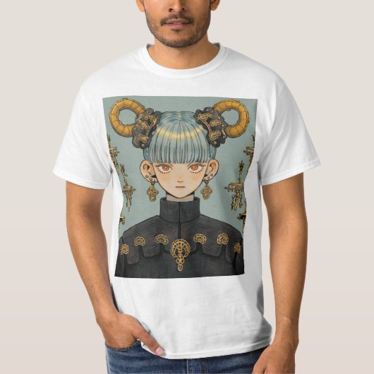  Steampunk Fantasy Anime Girl T-shirt (Voorkant)