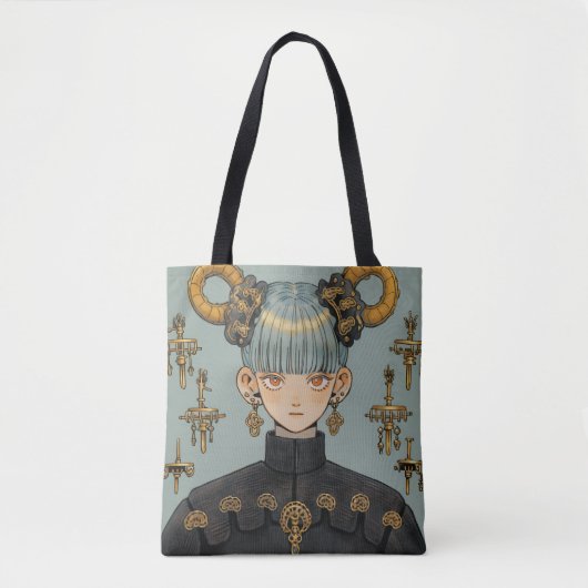Steampunk Fantasy Anime Girl Tote Bag (Voorkant)
