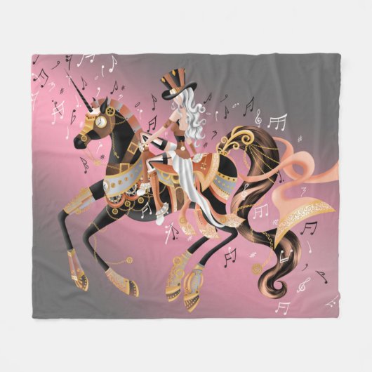 Steampunk Fantasy Art Fleece Deken (Voorkant (Horizontaal))