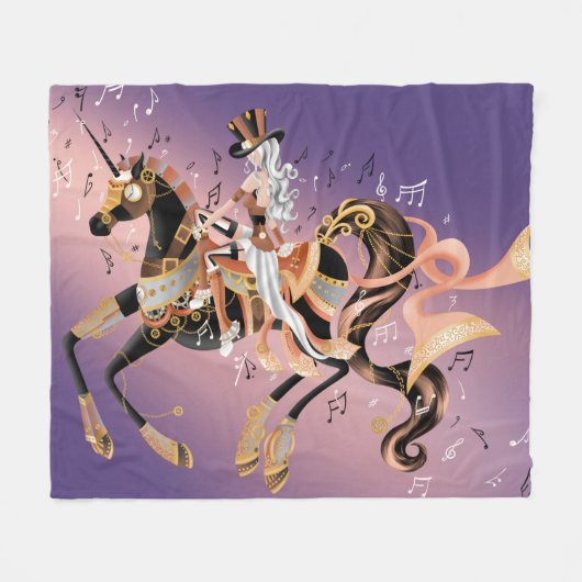 Steampunk Fantasy Art Fleece Deken (Voorkant (Horizontaal))