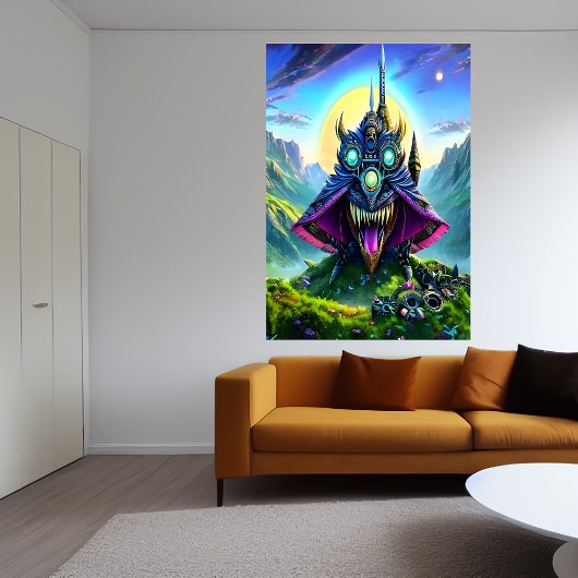 Steampunk fantasy beast in het bos | AI Art. Poster