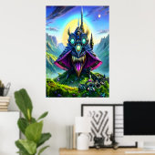 Steampunk fantasy beast in het bos | AI Art. Poster (Thuiskantoor)