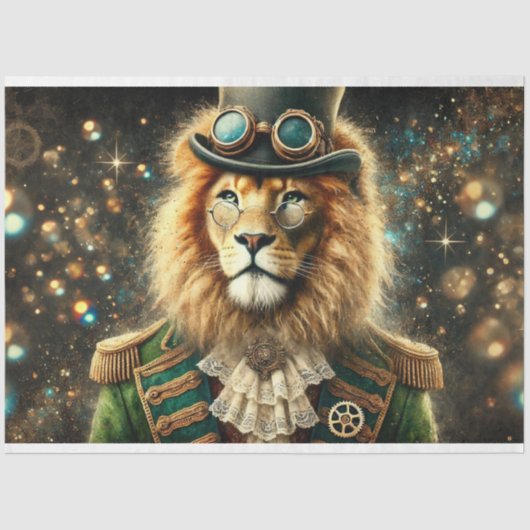 Steampunk Fantasy Lion Decoupage Tissuepapier (Voorkant)