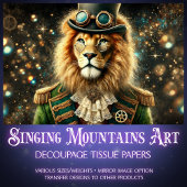 Steampunk Fantasy Lion Decoupage Tissuepapier