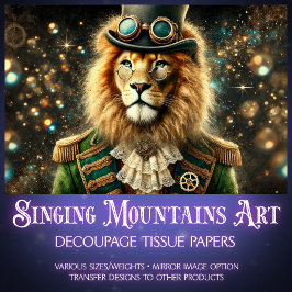  Steampunk Fantasy Lion Decoupage Tissuepapier