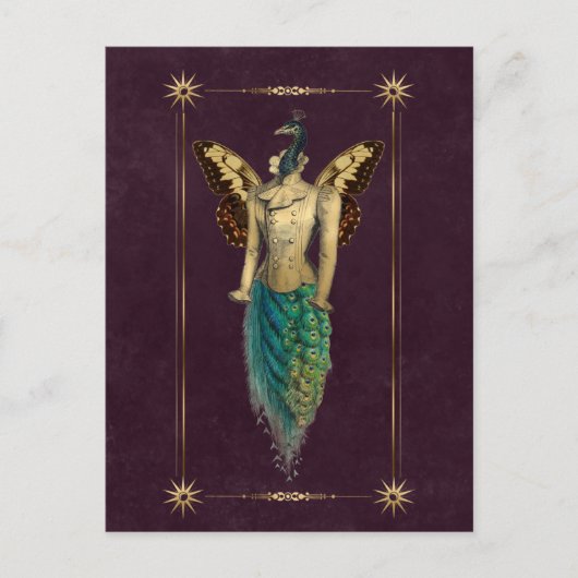Steampunk Fantasy Peacock Briefkaart (Voorkant)