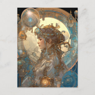 Steampunk Fantasy Sci-Fi Art Nouveau Lady Briefkaart