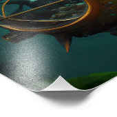 Steampunk Fantasy Submarine Foto Afdruk (Hoek)