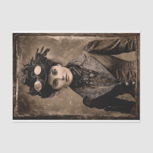 Steampunk Fantasy Woman Photo Styl DX4R Decoupage Tissuepapier (Voorkant)