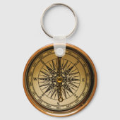 Steampunk Faux Compass Design Sleutelhanger (Voorkant)