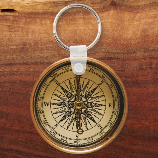 Steampunk Faux Compass Design Sleutelhanger (Voorkant)