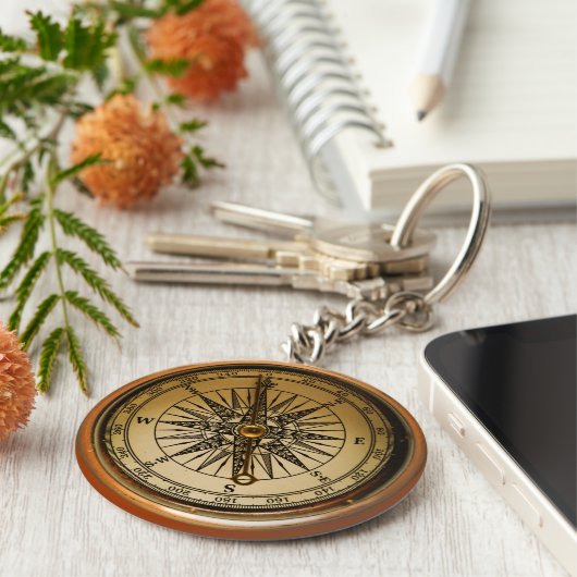 Steampunk Faux Compass Design Sleutelhanger (Zijkant)