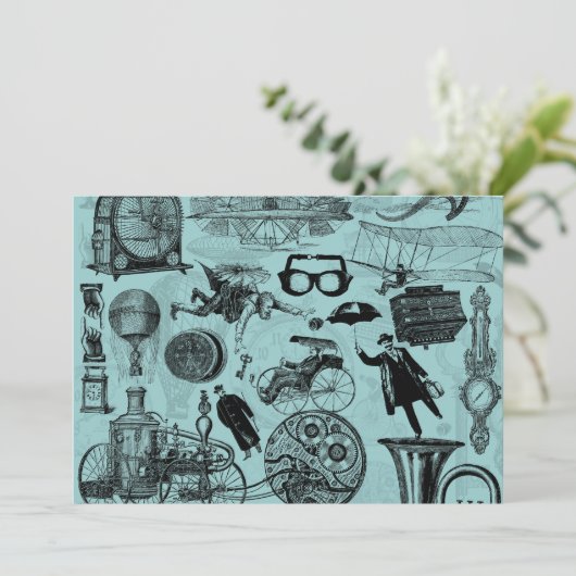 Steampunk  feestdag kaart (Staand voorkant)