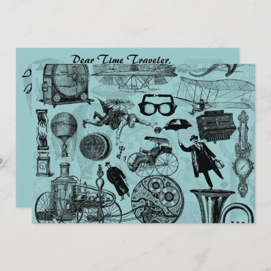 Steampunk  feestdag kaart (Voorkant / Achterkant)