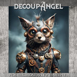 Steampunk Feline Revolution - Decoupage - Tissuepapier<br><div class="desc">Deze grillige steampunk kat combineert bont met machines. Versierd in charmante gadgets en een speelse geest,  nodigt hij je uit om een wereld te verkennen waar avontuur en uitvinding botsen.</div>
