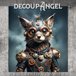Steampunk Feline Revolution - Decoupage - Tissuepapier