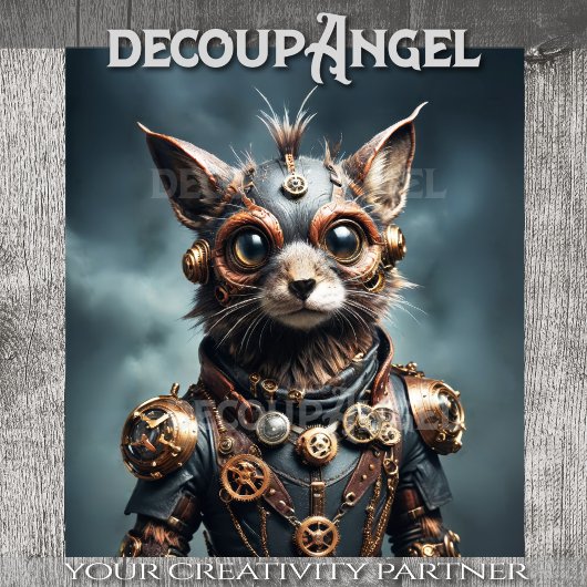 Steampunk Feline Revolution - Decoupage - Tissuepapier