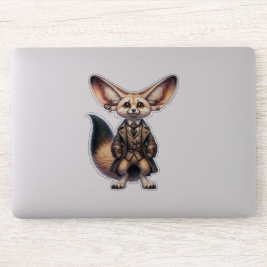 Steampunk Fennec Fox Transparant Sticker (Computer)