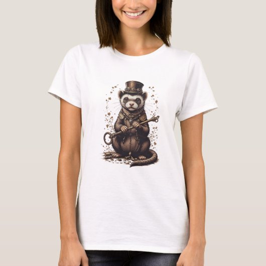 Steampunk Ferret T-shirt ontwerp (Voorkant)