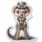 Steampunk Ferret Transparant Sticker (Voorkant)