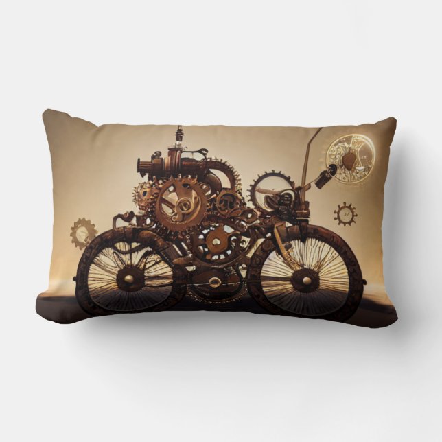 Steampunk-fiets met tandwielen kussen (Voorkant)