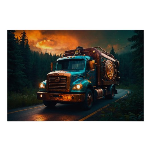 Steampunk Fire-Truck Perfect Poster (Voorkant)