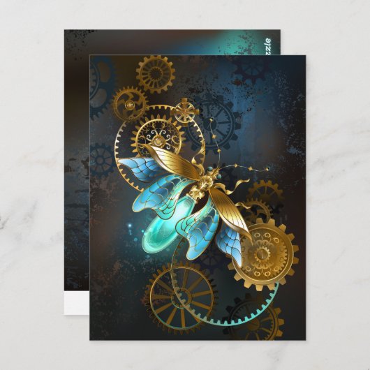 Steampunk Firefly Briefkaart (Voorkant / Achterkant)
