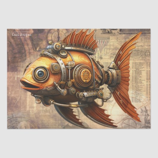 Steampunk Fish Tissuepapier (Voorkant)
