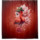 Steampunk Flamingo – Digitale fantasiekunst Douchegordijn (Voorkant)
