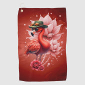 Steampunk Flamingo – Digitale fantasiekunst Golfhanddoek (Voorkant)