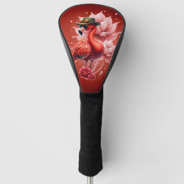 Steampunk Flamingo – Digitale fantasiekunst Golfheadcover