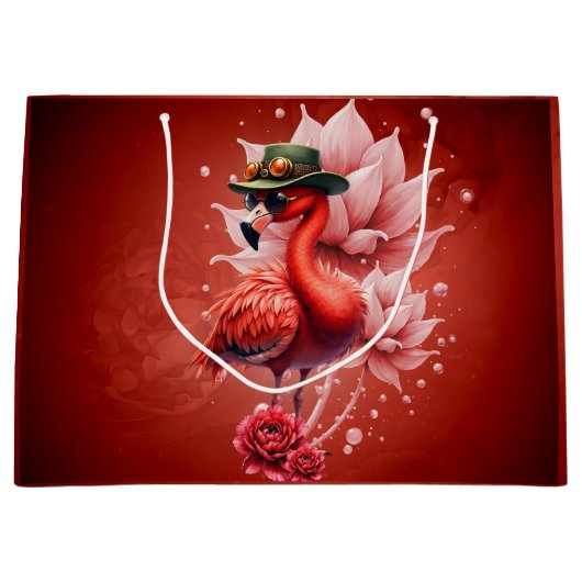 Steampunk Flamingo – Digitale fantasiekunst Groot Cadeauzakje (Voorkant)