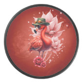 Steampunk Flamingo – Digitale fantasiekunst Hockey Puck (Voorkant)