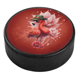 Steampunk Flamingo – Digitale fantasiekunst Hockey Puck
