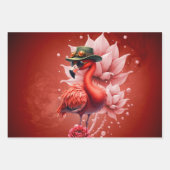 Steampunk Flamingo – Digitale fantasiekunst Inpakpapier Vel (Voorkant)