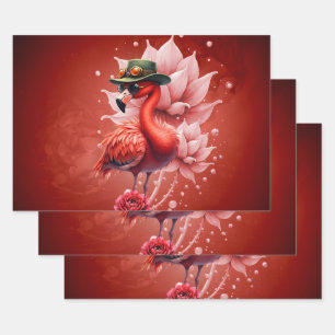 Steampunk Flamingo – Digitale fantasiekunst Inpakpapier Vel