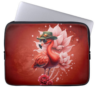 Steampunk Flamingo – Digitale fantasiekunst Laptop Sleeve
