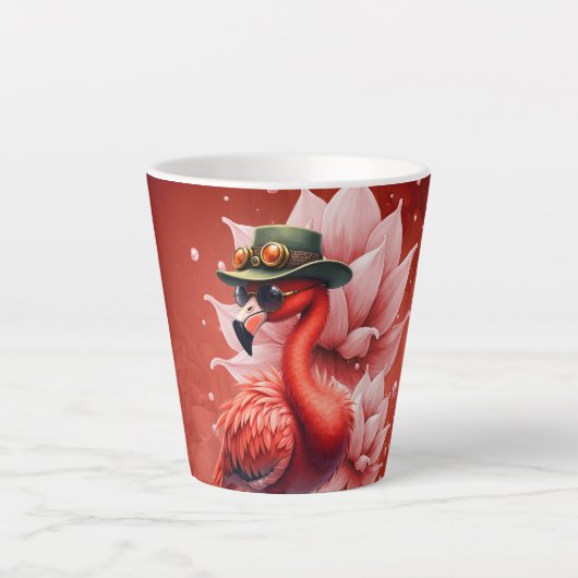 Steampunk Flamingo – Digitale fantasiekunst Latte Mok (Voorkant)