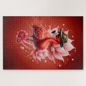 Steampunk Flamingo – Digitale fantasiekunst Legpuzzel (Horizontaal)