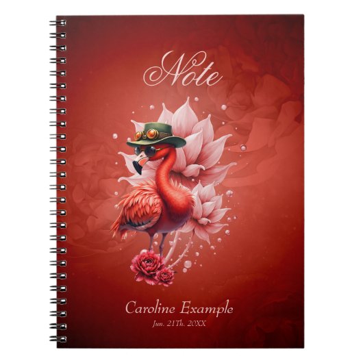 Steampunk Flamingo – Digitale fantasiekunst Notitieboek (Voorkant)