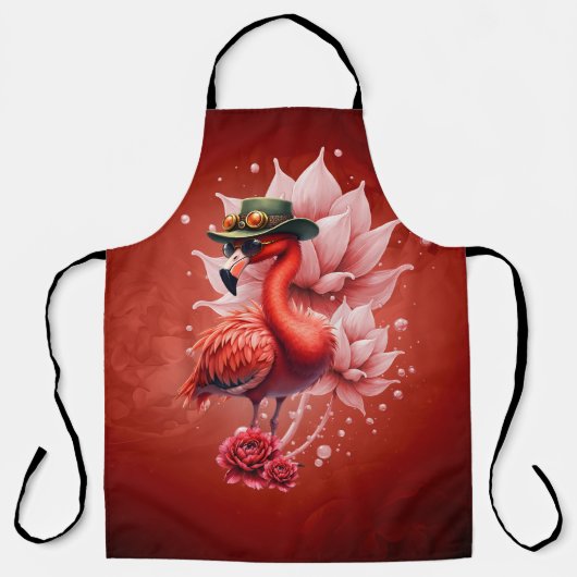 Steampunk Flamingo – Digitale fantasiekunst Schort (Voorkant)