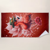 Steampunk Flamingo – Digitale fantasiekunst Strandlaken (Voorkant)