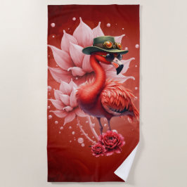 Steampunk Flamingo – Digitale fantasiekunst Strandlaken