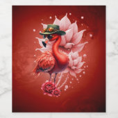 Steampunk Flamingo – Digitale fantasiekunst Wijn Etiket (Enkel label)