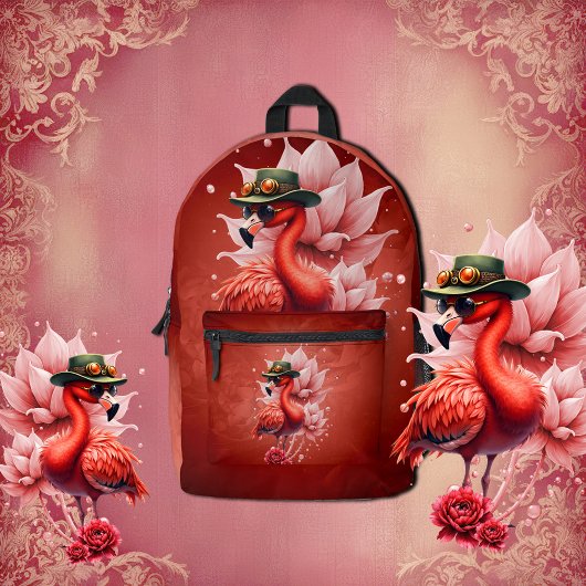 Steampunk Flamingo – Fantasy Digital Artwork Bedrukte Rugzak