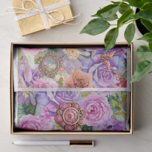 Steampunk Floral 3 Tissue Paper Tissuepapier (Geschenk)