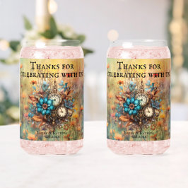 Steampunk Floral Custom Bruiloft Blikvorm Glas