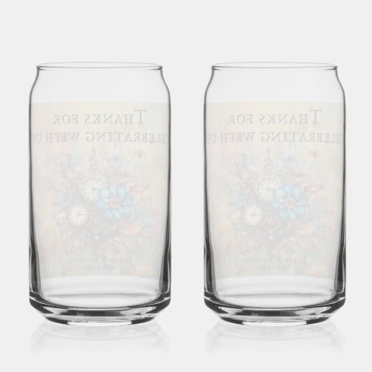 Steampunk Floral Custom Bruiloft Blikvorm Glas (Achterkant)