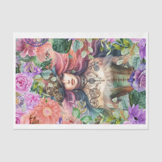 Steampunk Floral Dreams Tissuepapier (Voorkant)